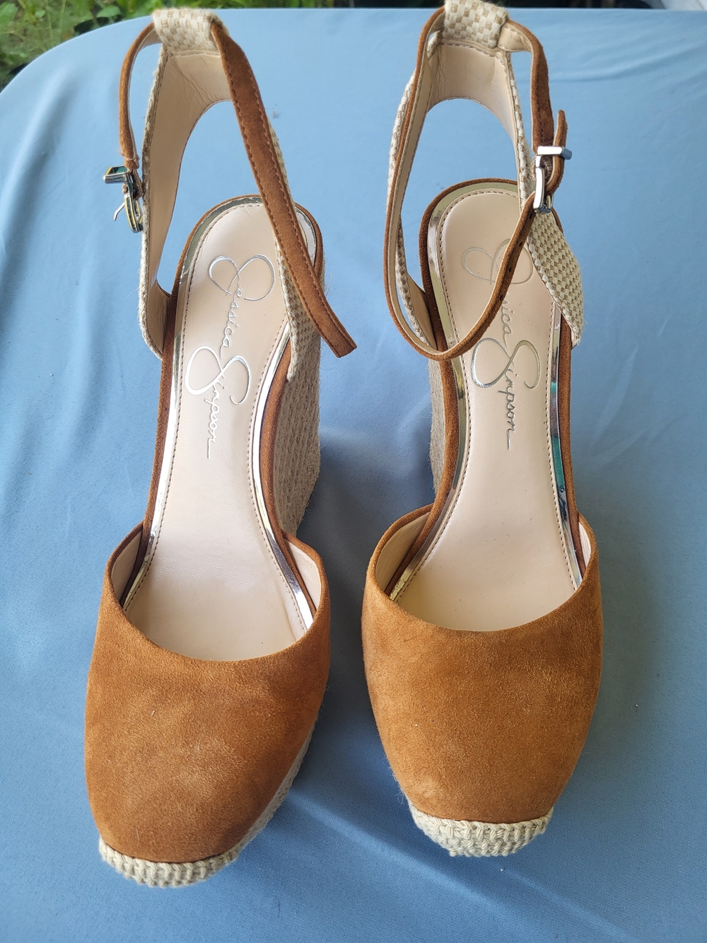Jessica Simpson Tan Suede Espadrille Wedge Sandals